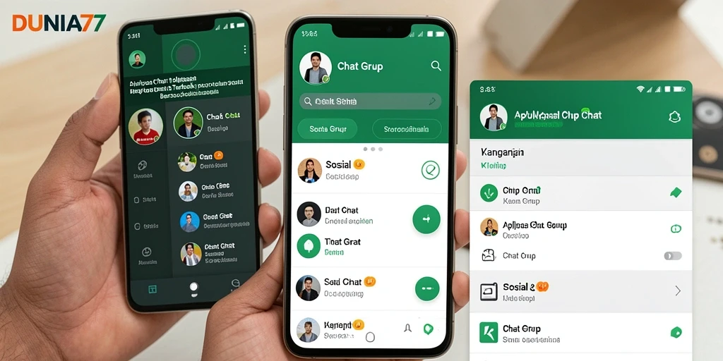 Antarmuka DUNIA77 yang menarik dan mudah digunakan untuk chat grup.