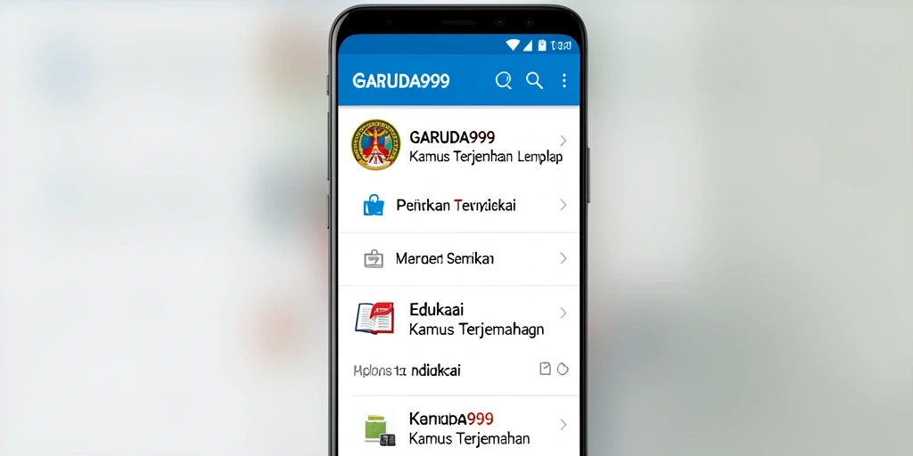 Antarmuka GARUDA999 yang sederhana dan mudah digunakan untuk terjemahan.