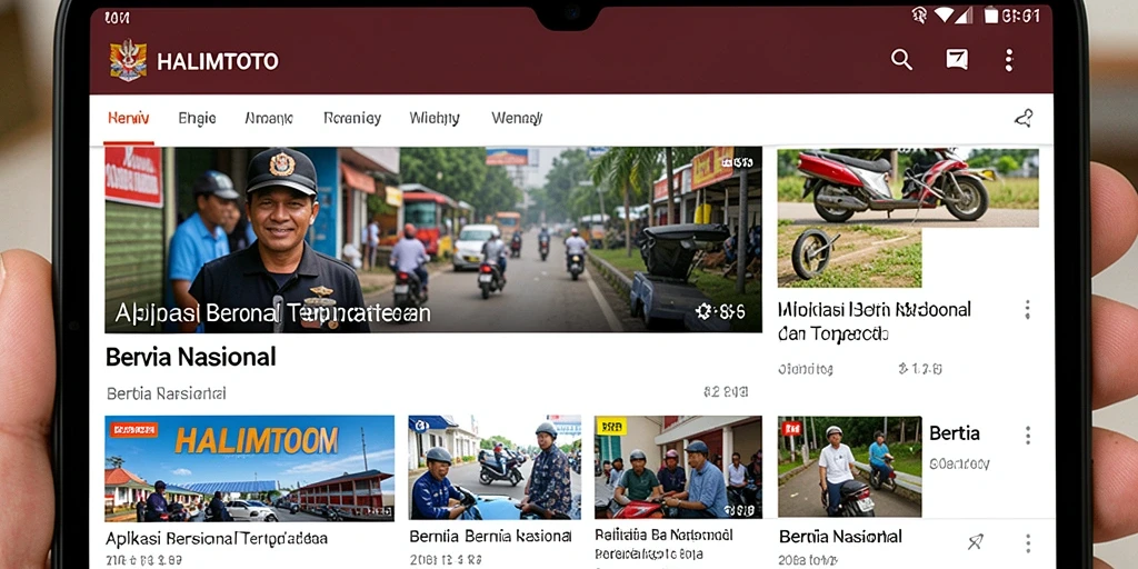 Antarmuka HALIMTOTO menampilkan berita nasional terbaru.