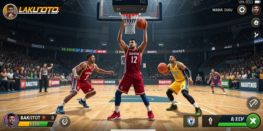 Tampilan antarmuka game Basket LAKUTOTO yang menarik.