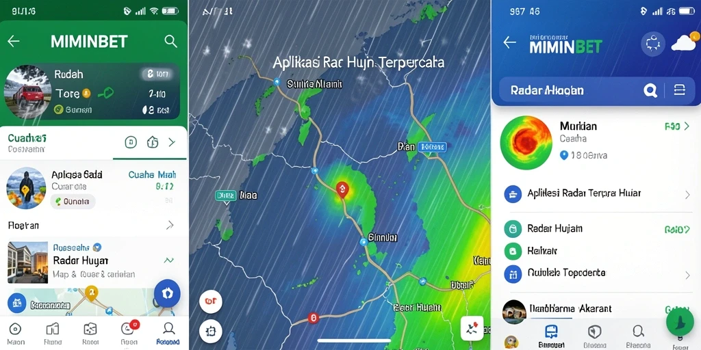 Antarmuka aplikasi MIMINBET yang memperlihatkan data Radar Hujan secara jelas.