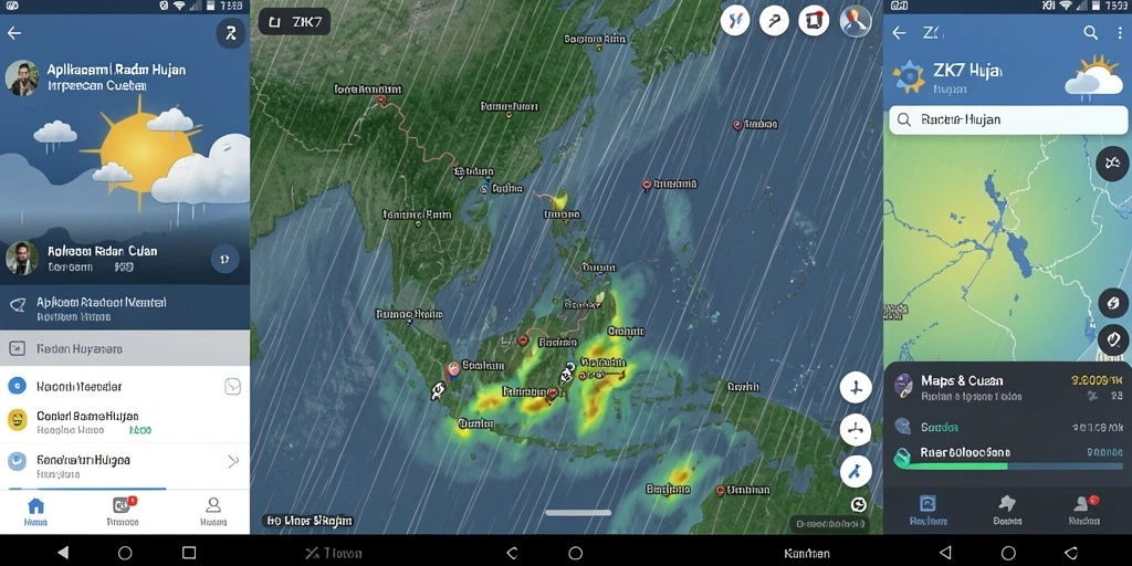Antarmuka utama aplikasi ZK7 menampilkan radar hujan secara real-time.