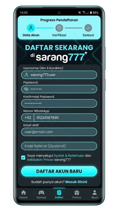 Cara Mudah Membuat Akun Baru Sarang777