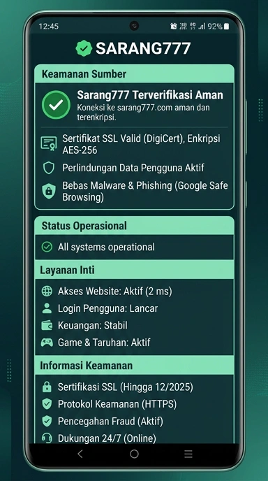 Kanal Resmi Sarang777 untuk Pengguna Android Indonesia